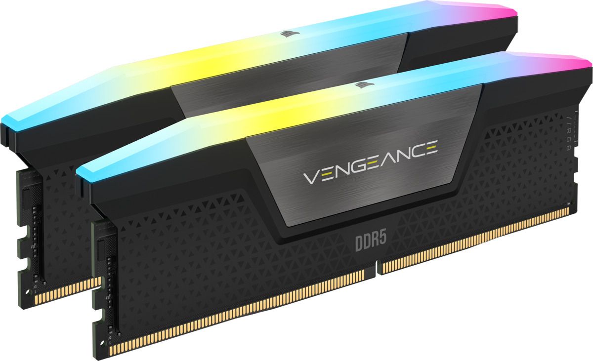 CORSAIR VENGEANCE RGB 32GB 2x16GB DDR5 5600MT/s DIMM Unbuffered 40-40-40-77 XMP 3.0 Black Heatspreader RGB LED 1.25V